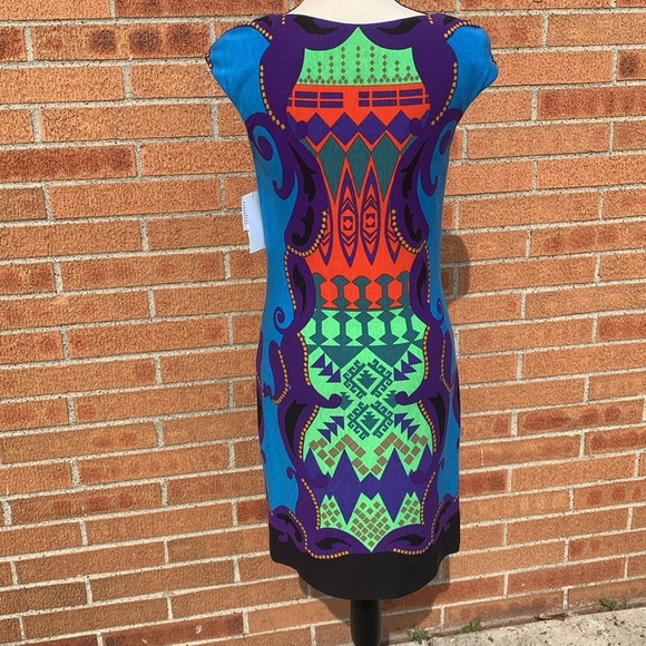 Aiden by Aiden Mattox Size 4 Sleeveless dress boho gypsy aztec print sheath NWT - Picture 2 of 13